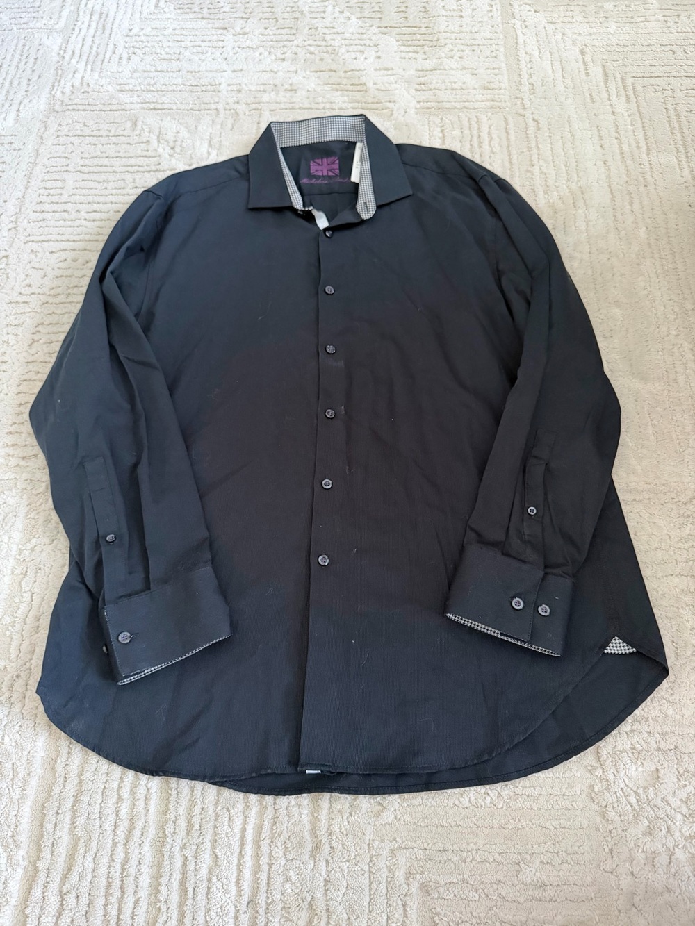 Men's Black Dress Shirt with Contrast Trim XL NWT